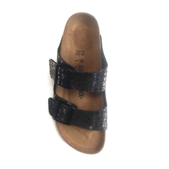 Birkenstock Arizona Sandals Womens Size 8 - 8.5 Black Metallic Stone Narrow EU39 - Picture 3 of 9
